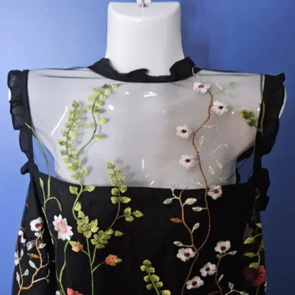CITY STUDIO Created for Macy's Floral-Embroidered Fit & Flare Dress(B7) - Picture 3 of 8